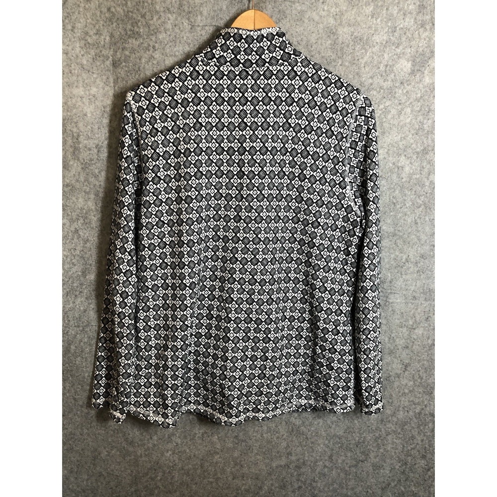 Talbots Shirt Large Black‎ 1/4 Zip Geometric Performance Stretch Athleisure - Picture 4 of 8
